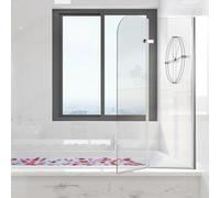 Jayseuw Parete doccia per vasca da bagno, 100 x 140 cm, 2 pezzi, pieghevole, con vetro di sicurezza monolocale da 6 mm, colore: argento trasparente