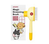 JAYU PET Magic Grooming Brush - Spazzola per gatti per spargimento, setole in acciaio inox a doppia lunghezza, autopulente con un clic, pettine verticale per deshedding, strumento professionale per la