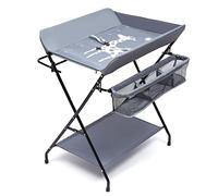 JAYUEW - Fasciatoio pieghevole con vano portaoggetti per bambini fino a 12 mesi, grigio, 80 x 63 x 96 cm