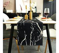 Jayusaror Runner da tavolo Autunno Nero e Bianco Moderno Runner Tavola in lino Marmo Dorato Textured Arte Astratta Lavabile Tavola per Caffè Sala da Pranzo Comò Tavolino Finale 33 x 183 cm
