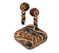 JAZ Auricolari Hoox True Wireless Stereo Leopardati, Tws Senza Fili, Basetta di Ricarica da 400 Mah, Fino a 4 Oredi Musica e Chiamate, Funzione Mono con Tecnologia Dual Leader