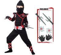 JAZGROM Costume ninja per ragazzi, costume di Halloween di lusso, drago rosso, costume da ninja per bambini