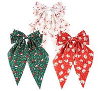 JazSwirl 3 fiocchi per capelli natalizi da donna, 27 x 17 cm, colore: rosso, verde, bianco, con fiocco natalizio per capelli, per donne e adulti, accessori per capelli per feste