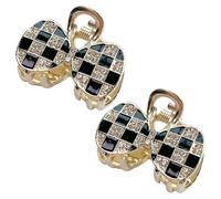 JazSwirl Clip per capelli a scacchi, clip per capelli con strass a scacchi, fermagli per capelli da donna, fermagli per capelli con fiocco a scacchi