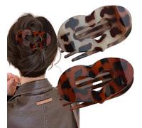 JazSwirl Confezione da 2 fermagli piatti per capelli da donna, 9,4 x 5,1 cm, in PVC, con stampa leopardata, grandi, per capelli spessi o sottili