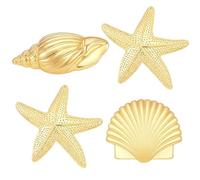 JazSwirl Fermagli per capelli da donna, confezione da 4 fermagli per capelli ispirati all'oceano, a forma di stella marina, da spiaggia, sirena, con conchiglie e conchiglie, in lega dorata, per