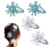 JazSwirl Fermagli per capelli Frozen, fermagli per capelli con fiocco di neve blu e bianco, accessori per capelli congelati, clip per capelli invernale con fiocco di neve da