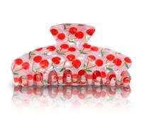 JazSwirl Fermaglio per capelli a forma di ciliegia, da donna, 8,9 x 4,1 cm, in PVC, con presa forte, graziosa clip a forma di ciliegia kawaii per capelli spessi, elegante accessorio per capelli a