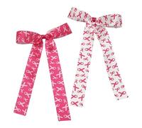 JazSwirl Fiocchi per il cancro al seno, confezione da 2 fiocchi rosa per cancro al seno, fermagli per capelli per cancro al seno, accessori per la sensibilizzazione sul cancro al seno, accessori rosa