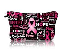 JazSwirl La borsa di trucco del cancro al seno, consapevolezza del cancro al seno compone le borse, piccole borse cosmetiche, nero, classico
