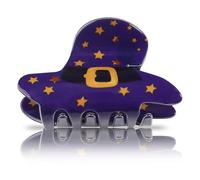 JazSwirl Mini fermaglio per capelli da strega, da donna, 7,5 x 4,5 cm, in PVC viola, clip per capelli per cappello da strega, fermaglio per capelli per Halloween, feste cosplay
