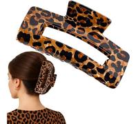 JazSwirl Molletta per capelli leopardata da donna, 10,2 x 5,3 cm, in acrilico, a forma di leopardo e ghepardo, molletta per capelli spessi per coda di cavallo e chignon (quadrato marrone)