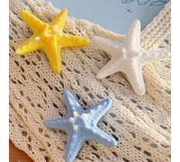 JazSwirl Set di 3 fermagli per capelli a forma di stella marina da donna, stile oceano, in blu, giallo, bianco, grazioso set di fermagli per capelli in resina, per capelli da spiaggia, conchiglie