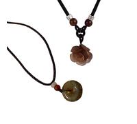 Jazuaiao 2 eleganti collane intrecciate con fiori di rosa e ciondoli con fibbia della pace, perfette per le donne che cercano stili unici catena clavicola intrecciata