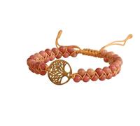 Jazuaiao Braccialetto unisex con perline turchesi e ciondolo a forma di | Perlina turchese africana con ciondolo a forma di albero, regolabile per comfort e look elegante