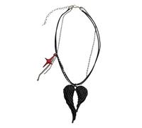 Jazuaiao Collana in lega di alta qualità realizzata con ala nera con catena per il collo con rivestimento sostenibile per resistenza all'ossidazione e brilla con ciondolo nero