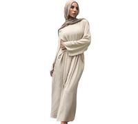 Jazvano Abaya Abito per Musulmani Giuramento Preghiera - Dubai Maxi Caftano Salah Islamico Abito da giorno - Morbido Musulmano Abbigliamento, beige., M-L