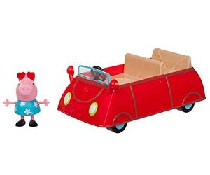 Jazwares 95706 Peppa Pig Peppa, piccola auto rossa, convertibile con esclusivo personaggio Peppa, auto giocattolo con posti a sedere per 3 personaggi, giocattolo originale Peppa Pig per bambini dai 3