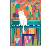 Jazz Cat notebook retro 80s cat Piano Note book/ Journal: 120 pages; by: Blue Pixie Creations