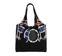 Jazz Drum Print Canvas Tote Bags per le donne borsa della spesa riutilizzabile grande palestra tela panno sacchetto portatile borsa della spesa