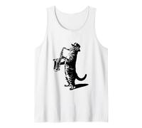 Jazz Gatto Suonare Sassofono Musica Canotta