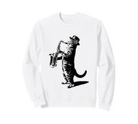Jazz Gatto Suonare Sassofono Musica Felpa