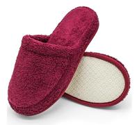 jazzylab Ciabatte da bagno in spugna - Pantofole per ospiti in cotone con memory foam, antiscivolo, lavabili - Per sauna, hotel, spa - Bordeaux, 43-46, BU-2