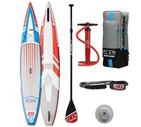JBAY.ZONE Rush CJ2, Tavola Stand Up Paddle Gonfiabile per Performance, Doppio Strato di PVC Fusion, Pompa a Doppia Azione, Pagaia Regolabile e Borsa Incluse, Fino a 170kg, 380x71x15 cm