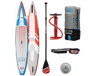 JBAY.ZONE Rush CJ2, Tavola Stand Up Paddle Gonfiabile per Performance, Doppio Strato di PVC Fusion, Pompa a Doppia Azione, Pagaia Regolabile e Borsa Incluse, Fino a 170kg, 380x71x15 cm