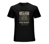 JBBKZ disc Journey Detroit Don't Stop Believing Short Sleeves Men's Round Neck T-Shirt Black XL