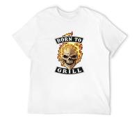JBBKZ disc Men's Born To Grill Skull T-Shirts White 3XL