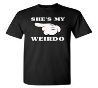 JBBKZ disc Men's She's My Weirdo Couple Love Matching Relationship Funny DT Adult Tee T-Shirts Black L
