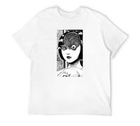 JBBKZ disc Men's Uzumaki Junji Ito Graphic Printed Top Tee T-Shirts White 3XL