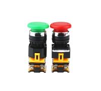JBBQCEVHT Interruttore a Pulsante a Fungo in plastica da 22 mm 1NO1NC con Reset Automatico DPST, 4 Viti, 10 A, 400 V, Rosso e Verde(Rot)