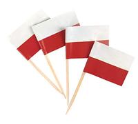 JBCD - 200 bastoncini per stuzzicadenti con bandiera della Polonia, bandierine per cupcake, decorazioni per cocktail e stuzzicadenti con bandierine piccole per cupcake