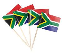 JBCD 200 stuzzicadenti con bandiera del Sudafrica e bandiere sudafricane, decorazioni per cupcake, stuzzicadenti per cocktail e stuzzicadenti con bandierine piccole per cupcake