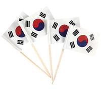 JBCD 200 stuzzicadenti con bandiera della Corea del Sud bandiere della Corea del Sud decorazioni per cupcake, stuzzicadenti per cocktail o stuzzicadenti con bandierine piccole per cupcake