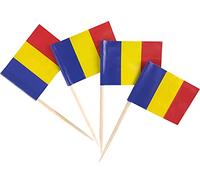 JBCD - 200 stuzzicadenti con bandiera della Romania, decorazioni per cupcake, stuzzicadenti da cocktail con bandiera rumena