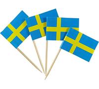 JBCD 200 stuzzicadenti con bandiera della Svezia, bandiere svedesi, decorazioni per cupcake, stuzzicadenti per cocktail, bandierine per torta