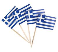 JBCD 200 stuzzicadenti con bandiera greca e bandiere della Grecia, decorazioni per cupcake, stuzzicadenti per cocktail e stuzzicadenti con bandierine piccole per cupcake