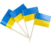 JBCD - Stuzzicadenti con bandiera dell'Ucraina, decorazioni per cupcake, stuzzicadenti per cocktail e stuzzicadenti con bandiera ucraina
