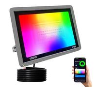JBdusn 100W Faretto LED RGB Esterno Proiettore, Smart RGBCW Proiettori Colorato con Controllo APP Bluetooth/Wifi, Luci per feste dimmerabili che cambiano colore per Disco Party Halloween Stage Lights