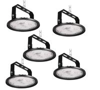 JBdusn 200W Faretto LED UFO Industriale 5 Pezzi, 6500K UFO Lampada da Officina Industriale con staffa, Super Luminoso 252 LEDs High Bay Light UFO Plafoniera LED per Garage, Magazzini, Stadio Coperto