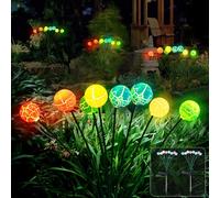 JBdusn 4 Pezzi Luci Solari da Giardino, 10 LED lucciole luci solari per esterni 2 Modalità Bianco Caldo Firefly Garden Light, 600mAH Luce Led Solare da Esterno (colorato)
