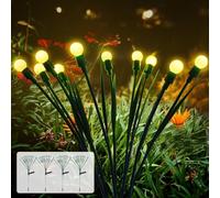JBdusn 4 Pezzi Luci Solari da Giardino, 10 LED lucciole luci solari per esterni 2 Modalità Bianco Caldo Firefly Garden Light, 600mAH Luce Led Solare da Esterno per il Patio Giardino, Balcone