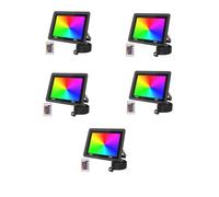 JBdusn 50W Faretto LED RGB Esterno Proiettore, 5pcs Proiettori LED Cambio Colore RGB con Telecomando, 16 Colori, Faro con Spina, Dimmerabile Proiettore per Interno Esterno Giardino Cortile Partito