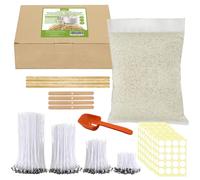 JBEIY Kit Cera Soia, 1 kg di Cera di Soia Naturale, 200 Stoppini in 4 cm 10.5cm 15 cm e 22 cm, 100 Adesivi, 4 Porta Candele, 1 Cucchiaio, Cera Soia per Candele Fai da Te