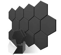 JBER 12 Pack Pannelli acustici esagonali, schiuma autoadesiva a prova di suono, 30 X 26 X 1cm Pannelli acustici da parete ad alta densità per studio, ufficio (nero)