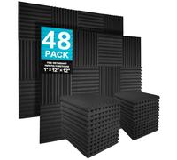 JBER 48 Pezzi Pannelli Fonoassorbenti Schiuma Fonoassorbenti per Studio in Schiuma, 2,5 x 30,5 x 30,5 cm Pannelli Fonoassorbenti Decorativi, Pannello Fonoassorbente casa Ufficio