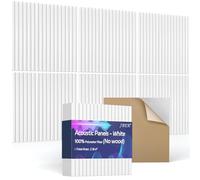 JBER 6 Pezzi Pannelli Fonoassorbenti Adesivi, Pannello Fonoassorbente ad Alta Densità, Pannelli Insonorizzanti per Pareti, Trattamento Acustico per Studi di Registrazione, Uffici, 60×60×1cm, Bianco